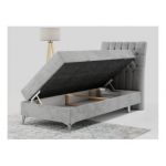 Łóżko kontynentalne MILEN 90x200 - H3 - jasnoszary, welwet - strona prawa