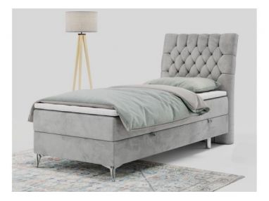 Łóżko kontynentalne MILEN 90x200 - H4 - jasnoszary, welwet - strona prawa