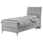 Łóżko kontynentalne MILEN 90x200 - H4 - jasnoszary, welwet - strona prawa