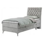 Łóżko kontynentalne MILEN 90x200 - H4 - jasnoszary, welwet - strona prawa