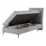 Łóżko kontynentalne MILEN 90x200 - H4 - jasnoszary, welwet - strona prawa