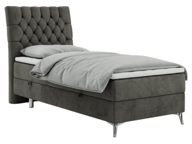 Łóżko kontynentalne MILEN 90x200 - H3 - ciemnoszary, welwet - strona lewa