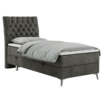 Łóżko kontynentalne MILEN 90x200 - H3 - ciemnoszary, welwet - strona lewa