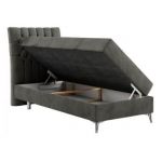 Łóżko kontynentalne MILEN 90x200 - H3 - ciemnoszary, welwet - strona lewa