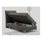 Łóżko kontynentalne MILEN 90x200 - H4 - ciemnoszary, welwet - strona lewa