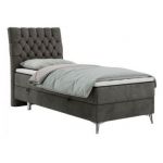 Łóżko kontynentalne MILEN 90x200 - H4 - ciemnoszary, welwet - strona lewa