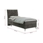 Łóżko kontynentalne MILEN 90x200 - H3 - ciemnoszary, welwet - strona prawa