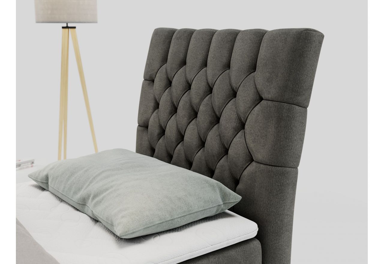 Łóżko kontynentalne MILEN 90x200 - H3 - ciemnoszary, welwet - strona prawa