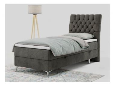 Łóżko kontynentalne MILEN 90x200 - H4 - ciemnoszary, welwet - strona prawa