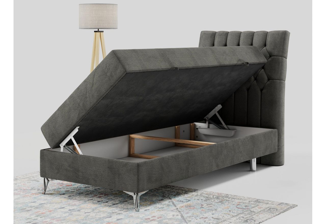 Łóżko kontynentalne MILEN 90x200 - H4 - ciemnoszary, welwet - strona prawa