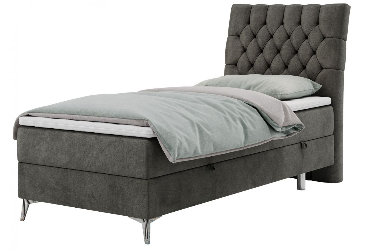 Łóżko kontynentalne MILEN 90x200 - H4 - ciemnoszary, welwet - strona prawa