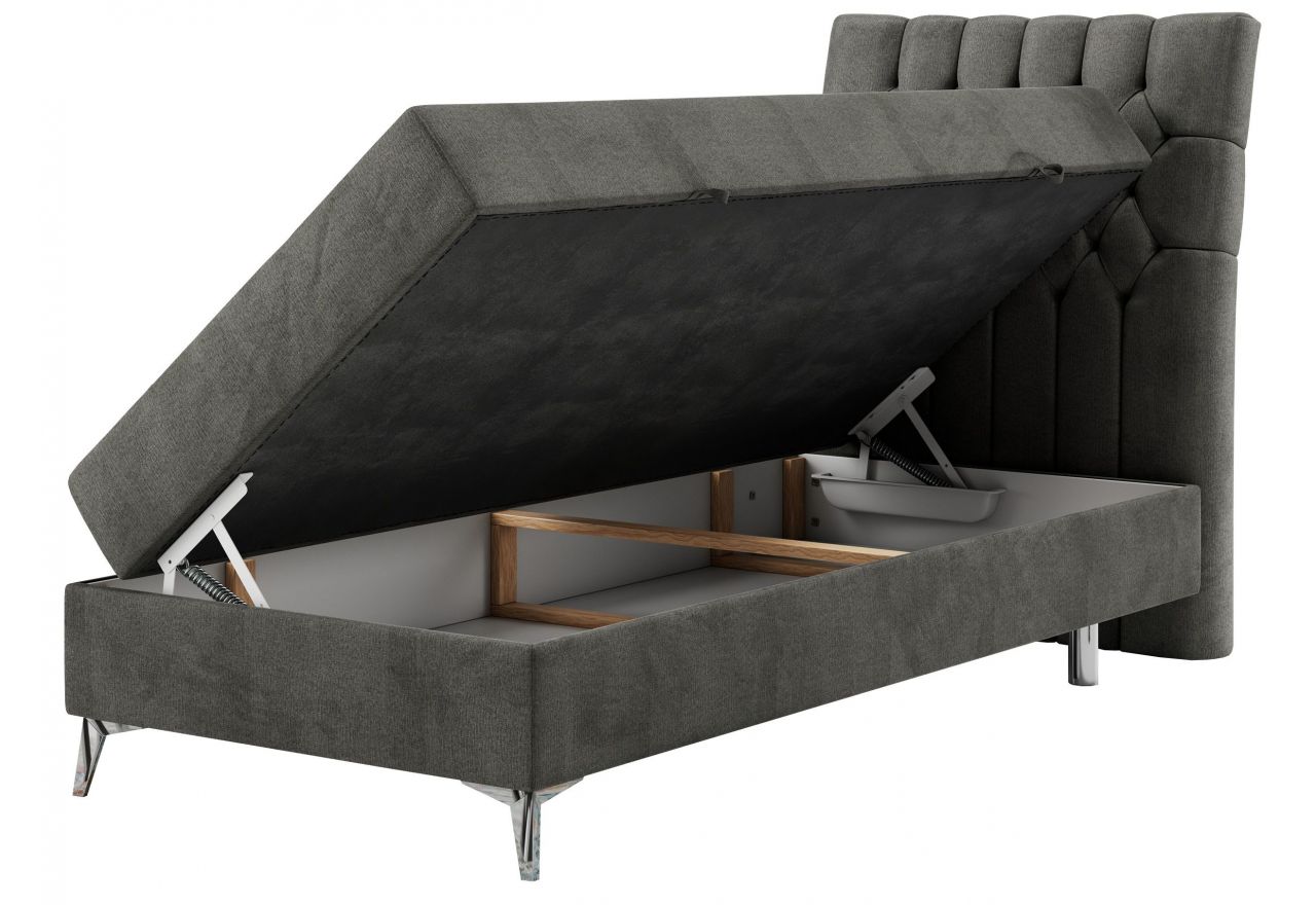 Łóżko kontynentalne MILEN 90x200 - H4 - ciemnoszary, welwet - strona prawa