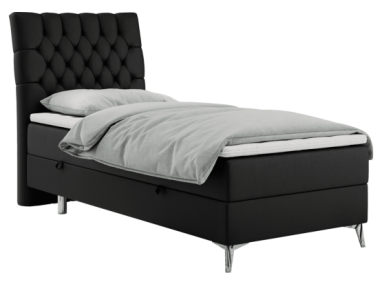 Łóżko kontynentalne MILEN 90x200 - H3 - czarny, ekoskóra - strona lewa