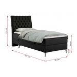 Łóżko kontynentalne MILEN 90x200 - H3 - czarny, ekoskóra - strona lewa