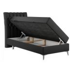 Łóżko kontynentalne MILEN 90x200 - H3 - czarny, ekoskóra - strona lewa