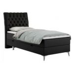 Łóżko kontynentalne MILEN 90x200 - H4 - czarny, ekoskóra - strona lewa