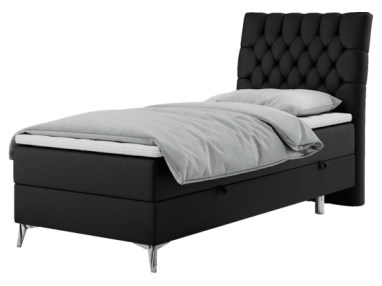 Łóżko kontynentalne MILEN 90x200 - H3 - czarny, ekoskóra - strona prawa