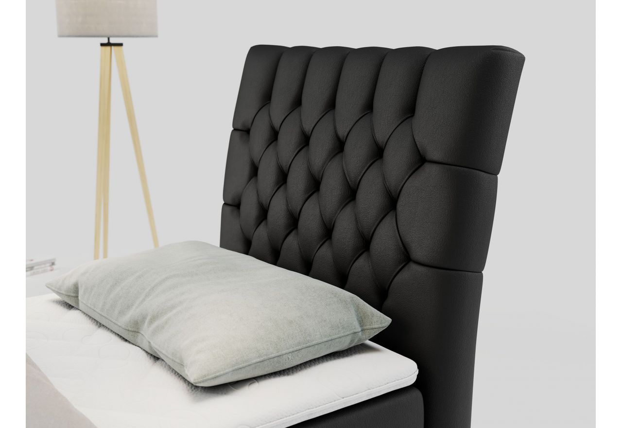 Łóżko kontynentalne MILEN 90x200 - H3 - czarny, ekoskóra - strona prawa