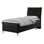 Łóżko kontynentalne MILEN 90x200 - H3 - czarny, ekoskóra - strona prawa