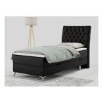 Łóżko kontynentalne MILEN 90x200 - H4 - czarny, ekoskóra - strona prawa