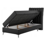 Łóżko kontynentalne MILEN 90x200 - H4 - czarny, ekoskóra - strona prawa