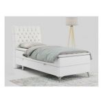 Łóżko kontynentalne MILEN 90x200 - H3 - biały, ekoskóra - strona lewa