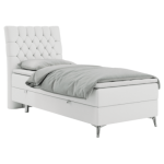 Łóżko kontynentalne MILEN 90x200 - H3 - biały, ekoskóra - strona lewa