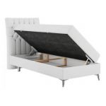 Łóżko kontynentalne MILEN 90x200 - H3 - biały, ekoskóra - strona lewa