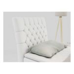 Łóżko kontynentalne MILEN 90x200 - H4 - biały, ekoskóra - strona lewa