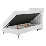 Łóżko kontynentalne MILEN 90x200 - H3 - biały, ekoskóra - strona prawa