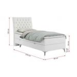 Łóżko kontynentalne MILEN 90x200 - H4 - biały, ekoskóra - strona prawa