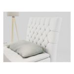 Łóżko kontynentalne MILEN 90x200 - H4 - biały, ekoskóra - strona prawa