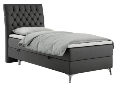 Łóżko kontynentalne MILEN 90x200 - H3 - ciemnoszary, ekoskóra - strona lewa