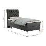 Łóżko kontynentalne MILEN 90x200 - H3 - ciemnoszary, ekoskóra - strona lewa