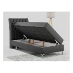 Łóżko kontynentalne MILEN 90x200 - H3 - ciemnoszary, ekoskóra - strona lewa