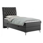 Łóżko kontynentalne MILEN 90x200 - H3 - ciemnoszary, ekoskóra - strona lewa