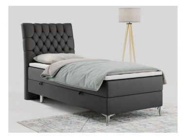 Łóżko kontynentalne MILEN 90x200 - H4 - ciemnoszary, ekoskóra - strona lewa