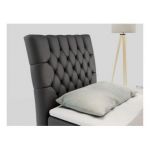 Łóżko kontynentalne MILEN 90x200 - H4 - ciemnoszary, ekoskóra - strona lewa