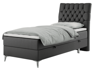 Łóżko kontynentalne MILEN 90x200 - H3 - ciemnoszary, ekoskóra - strona prawa