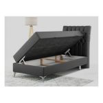 Łóżko kontynentalne MILEN 90x200 - H3 - ciemnoszary, ekoskóra - strona prawa