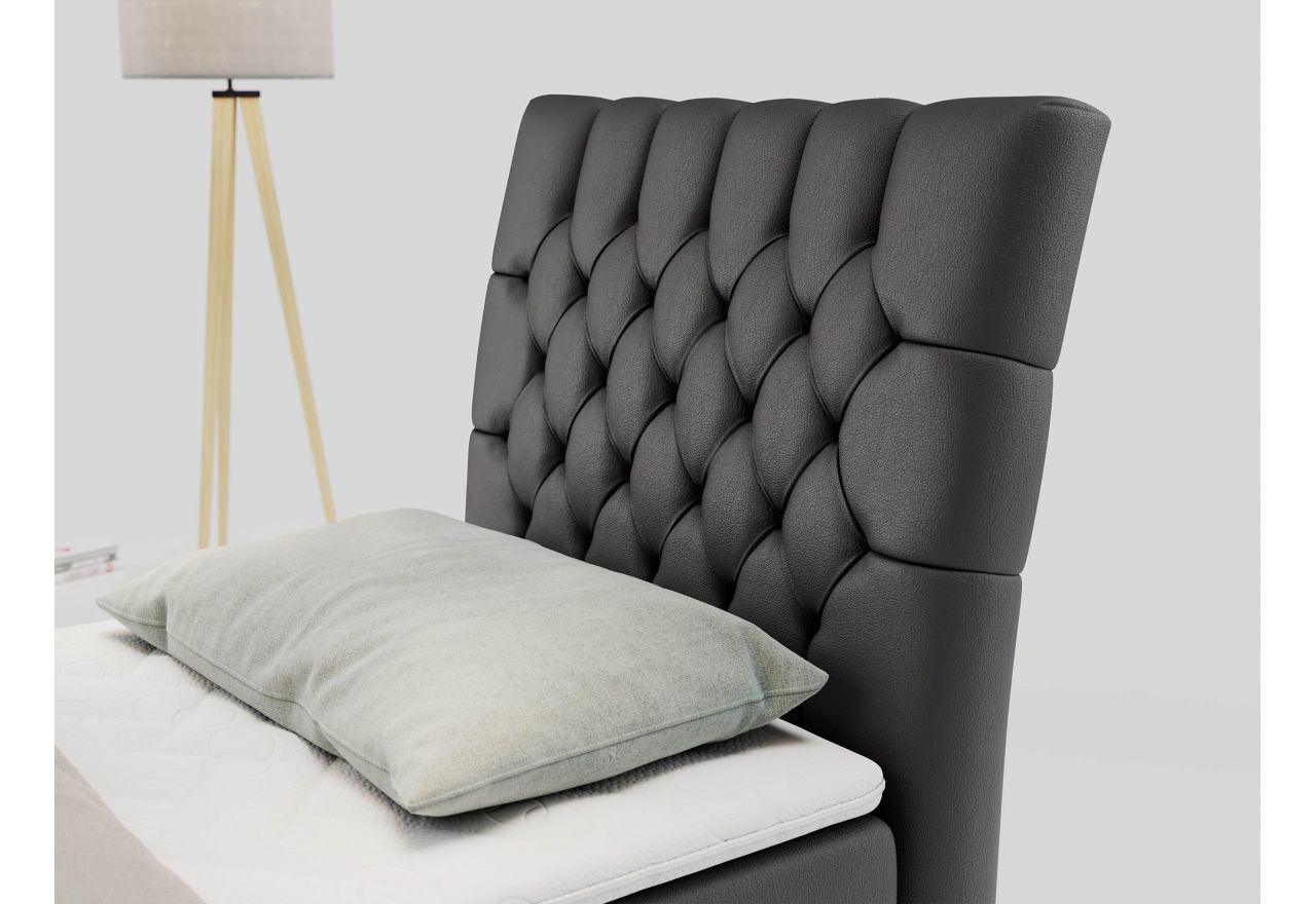 Łóżko kontynentalne MILEN 90x200 - H3 - ciemnoszary, ekoskóra - strona prawa