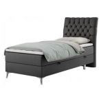 Łóżko kontynentalne MILEN 90x200 - H3 - ciemnoszary, ekoskóra - strona prawa