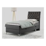 Łóżko kontynentalne MILEN 90x200 - H4 - ciemnoszary, ekoskóra - strona prawa