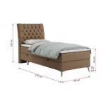 Łóżko kontynentalne MILEN 90x200 - H3 - brązowy, ekoskóra - strona lewa