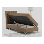 Łóżko kontynentalne MILEN 90x200 - H3 - brązowy, ekoskóra - strona lewa