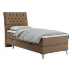 Łóżko kontynentalne MILEN 90x200 - H3 - brązowy, ekoskóra - strona lewa