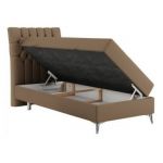 Łóżko kontynentalne MILEN 90x200 - H3 - brązowy, ekoskóra - strona lewa