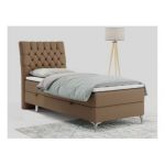 Łóżko kontynentalne MILEN 90x200 - H4 - brązowy, ekoskóra - strona lewa