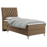 Łóżko kontynentalne MILEN 90x200 - H4 - brązowy, ekoskóra - strona lewa