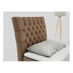 Łóżko kontynentalne MILEN 90x200 - H4 - brązowy, ekoskóra - strona lewa